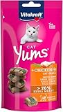 Vitakraft Cat Yums, Katzen Leckerli, weicher Katzensnack gefüllt mit Huhn und Katzengras, im wiederverschließbaren Beutel, ohne Zusatz von Zucker (1x 40g)