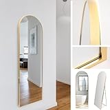 M MERCEO Ganzkörper Rundbogen Standspiegel 40x140, eingefasst im edlen goldenem Aluminium Rahmen - mit kristallklarer Spiegelung - auch als Wandspiegel für Schlafzimmer, Bad, Flur, Wohnzimmer