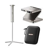 Aurzen Zip Tri-Fold wirklich tragbarer Gold DLP Mini Beamer mit PowerPlay-Beamer-Ständer und CasePlay-Tragetasche – verzögerungsfreier Fokus, One-Click-Screen-Mirroring, 3 Stunden Wiedergabezeit