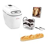 Moulinex OW6101 Home Bread Baguette Brotbackautomat | für bis zu 1,5 kg Brot | 16 Programme | hausgemachtes Brot | antihaftbeschichtete Brotform | inkl. Baguettebleche und Rezeptheft | Weiß