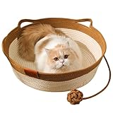 XVHOAB Katzenkorb, süßer Komfort Baumwollseil Katzenbett mit Ohrgriff und Spielzeugschwanz, große waschbare Tierversorgungen für Gewicht unter 7, 5 kg