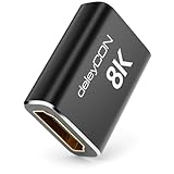deleyCON 8K HDMI 2.1 Kupplung (48G, Ultra Highspeed) Adapter Verbinder 8K@60Hz 4K@120Hz 2K@144Hz/165Hz eARC HDCP 2.3/2.2 DTS:X für HDR Dolby Atmos TV PS5 Xbox Soundbar Monitor Schwarz