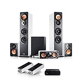 Teufel Ultima 40 Surround Wireless 5.1 Set - Heimkino-Set mit Kabellose Rear Speakers, Mächtiger Subwoofer, Höhe Sprachverständlichkeit, Bassreflex, 3-Wege-System - weiß