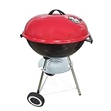 Grillkessel, Holzkohlegrill, Grillwagen mit Zwei Grillrosten, Rußfänger, Einstellbare Belüftung, für Party, Camping