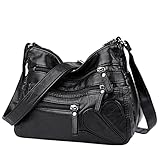 Vohoney Damen-umhängetaschen Handtaschen PU Leder Kleine Schultertasche Leichte Tasche Frauen handy umhängetasche Crossbody Buteltasche Shoulder Bag Shopper Verstellbar Schultergurt Schwarz