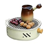 Tragbare Holzkohlegrillpfanne, koreanischer Tischgrill - BBQ Grill Elektrischer tragbarer Holzkohlegrill - Koreanische antihaftbeschichtete, rauchfreie Campinggrill-Haushaltsgeräte für