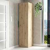 Forte CADIXO Mehrzweckschrank 50, Skandi Eckschrank, 1-türig, Holzwerkstoff, Flur/Wohn-/Schlafzimmer, Artisan Eiche Holzdekor, 51,2 cm breit x 212,9 cm hoch x 58,9 cm tief