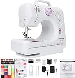 Nähmaschine mit Fußpedal für Anfänger und Kinder, 5-Sprachen-Handbuch, 52 PCS-Zubehör, 12 eingebauten Stichen, MEGLE FHSM-505P