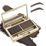 Boobeen Eyebrow Powder Kit, 2-farbige wasserfeste Augenbrauenpalette Makeup Füllen von Augenbrauen, Augenbrauenfarbe Puderform natürlich aussehende Braue - mit Spiegelpinsel