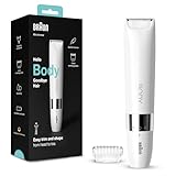 Braun Body Mini-Trimmer, elektrischer Körperrasierer mit Trimmeraufsatz für Damen und Herren, präzise Haarentfernung für Bikinizone, Achseln, Brust, für unterwegs, Wet&Dry, BS1000, weiß