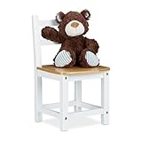 Relaxdays Kinderstuhl RUSTICO aus Bambus, Für Jungen und Mädchen, Kinderzimmer Stuhl, HBT: ca. 50 x 28,5 x 28 cm, weiß / natur, Bambusstuhl mit Weißem Rahmen