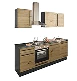 Stella Trading Jazz 8 Moderne Küchenzeile ohne Elektrogeräte in Anthrazit, Artisan Eiche Optik - Geräumige Einbauküche mit viel Stauraum - 220 x 211 x 60 cm (B/H/T)