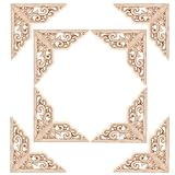 Zasiene Holz Ecke Onlay 8 Stück Holz Geschnitzt Corner Rahmen Europäischen Stil Holz Ecke Onlay Möbel Appliques Holz Geschnitzte Unbemalte für Möbel Holz Geschnitzte Applikation Unlackiert Applique