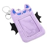 Homoyoyo Plüsch Fotokartenhalter Schlüsselanhänger mit Flügelmotiven Weicher Ausweishalter für Schüler und Fans Vielseitiger Kartenschutz in Violett