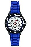 s.Oliver Unisex Kinder Analog Quarz Uhr mit Silikon Armband, Blau-weiß