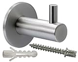 ID Dinkel Kleiderhaken EDELSTAHL gebürstet Garderobenhaken Wandhaken Haken