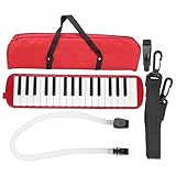 Xiuganpo IRIN Melodica Kinder-Musikinstrument mit 32 Tasten, Einfach zu Spielen mit Kompaktem Design für Musiktraining für Professionelle Interpreten, ABS-versilberte Basis (Rot)