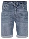 DENIMFY Jeans Shorts Herren Stretch Kurz Regular Fit DFAri Kurze Hosen Sommer Denim Einfarbig, Größe:33, Farben:Middle Blue Denim (M48)