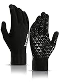 Handschuhe, Touchscreen Reithandschuhe Outdoor Herren Damen Thermo Winter Laufhandschuhe Warme Winddichte Anti-Rutsch Full Finger für Laufen - Schwarz M