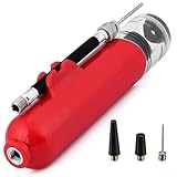 Honseadek Tragbare Mini-Ballpumpe – Dual-Action-Handpumpe für Basketball, Fußball und Volleyball mit Nadel und Düsen, kompakte Reise-Luftpumpe (rot)