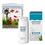 Sakamura 5 in 1 Aquarienteststreifen - 100cs Wassertest-Kit,100 Stück Wasserqualitäts-Teststreifen zur Überprüfung von Aquarienteichen, Flüssen, Seen, Pools, 100 Stück