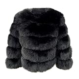 ZhuiKun Damen Kunstpelz Mantel Kurzer Faux Pelz Winterjacke Kunstfell Oberbekleidung Einfarbig Dicker Parka Wintermantel - Stil 4, S