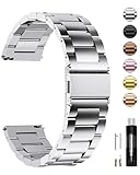 Fullmosa Edelstahl Uhrenarmband 16mm 18mm 19mm 20mm 22mm 24mm für Uhr und Smartwatches| Wechsel Ersatz Metallarmband mit Schnellverschluss für Damen&Herren, 20mm Silber
