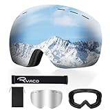Ryaco Skibrille Snowboardbrille, 100% UV-Schutz Anti-Nebel OTG Sphärische Schneebrille für Brillenträger, Schlagfeste Linse Schneesportbrille für Herren, Damen, Jugendliche, Jungen, Mädchen