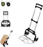 Sackkarre Treppensteiger Klappbar, Pejevir Transportkarre Aluminium bis 70kg/125 kg, Faltbare Treppenkarre mit Teleskopgriff, 2 Gummirädern und Bungee-Seil, Ladefläche mit Anti-Rutsch-Pads