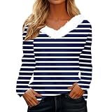 Generisch Warehouse Deal Retourenware Angebote Deals of The Day,Sweatshirt Für Damen Weihnachtsoutfit Fleecepullover Tshirt Damen Longsleeve Bluse Damen Elegant Weihnachts Oberteile Damen(Navy,XL)