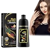 Tkekruh Haarfärbeshampoo Schwarze 500ml, Natural Instant Hair Dye Shampoo, Herbal Hair Darkening Shampoo 3 in 1, Schwarzes Haarfärbemittel Färbt das Haar innerhalb von Minuten für Männer und Frauen