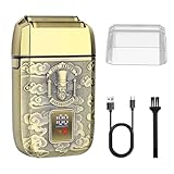 HIENA PRO Professioneller Folienrasierer für Männer, kabelloser Präzisionstrimmer für Glatzen, Elektrorasierer, Doppelklingen-Trimmer mit LED, USB-Aufladung, Geschenk für Männer