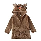 Kleinkind-Baby-Outfits Kleinkind Mädchen Jungen Langarm Weihnachten Bademantel Samt Nachthemd Freizeitkleidung Für Babys Kleidung Schlafoverall Damen (Brown, 18-24 Months)