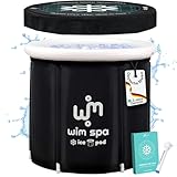 Wim Spa [Das Original seit 2015] Ice Pod (80 cm Ø x 80 cm) XL - Faltbares isoliertes Eisbad/Eisfass für Cold Plunge Kältetherapie, tragbare Badewanne inkl. Regencover, Thermometer, eBook UVM.