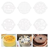 SHYSBV 6 Stück Tortenschablone, 20.5cm Rund Kuchen Deko Schablonen, Kuchen Blumenspray Schablonen, Wiederverwendbare Kuchenbackschablonen, für Verzierung von Kuchens Torten