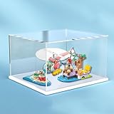 Acryl-Vitrine für Lego 41692 Girl Friend Hubschrauber Rettung Haustier Klinik Modell, Klare Staubdichte Box Aufbewahrungsbox (Modell Nicht Enthalten) (Weißer Boden)