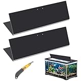Sieral Aquarium-Deckel, Polycarbonat-Überdachung, 2-teiliges Set, 57 x 41 x 0,3 cm, für 75/90/110 Gallonen mit Mittelstrebe, Aquarium-Abdeckung, Aquarium-Deckel mit Hakenmesser, Schwarz