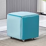 5-in-1-Sitzwürfel aus PU-Leder mit Drehrollen, stapelbar, für Wohnzimmer, Schlafzimmer, bewegliches Sofa, Stuhl, Ankleidestuhl, Samt, 2 (35,6 x 35,6 x 38,1 cm)
