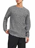 Jack & Jones Herren JCOTWIST Striped Knit Crew Neck Strickpullover, Black/Detail:Twisted w.White, Large