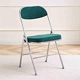 YHDMDQ Faltstuhl Gepolstert Bequemer, Tragbarer Klappbarer Stuhl Klappstühle, Stapelbar Esszimmerstuhl Klapphocker Für Haus Küche Büro Konferenz(Dark Green,Silver Frame)