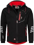 Arctic Seven Herren Softshell Jacke Funktionsjacke Outdoor Regenjacke Atmungsaktiv Fleece Innenfutter AS301 [AS-301-Schwarz-Rot-Gr.5XL]