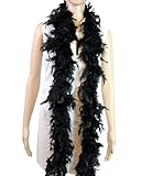 HUVZOR 1PCS Schwarze Truthahnfeder-Boa, 60g 2m Länge Weihnachtsdekoration, Konzerte & Haustierspiel