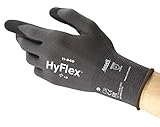 Ansell HyFlex 11-840 Professionelle Arbeitshandschuhe, Rutschfeste Nitril-Beschichtung, Industrie-Schutzhandschuhe für Mechanik und Werkstatt, Montagehandschuhe, Schwarz, Größe 9 (5er Pack)