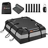 GOPLUS 424L Auto Dachbox, Faltbare & wasserdichte Dachtasche mit Anti-Rutsch-Matte, Schloss & 6 Türhaken, Dachkoffer für alle Fahrzeuge mit/ohne Gepäckträger, für Reisen Gepäcktransport (Silber Stil)