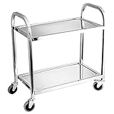 Abnehmbarer Servierwagen aus Edelstahl, 2/3 Etagen, mit Feststellrädern für die Küche, Aufbewahrung, Utility, Rollservice für Hotel, Restaurant und Zuhause (85 x 45 x 90 cm)