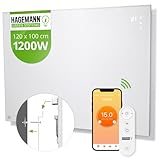 HAGEMANN® Infrarotheizung Energiesparend 1200 Watt Wandmontage Elektroheizung mit Fernbedienung, App & Touchscreen Elektrisch Heizpaneel Heizung Konvektor