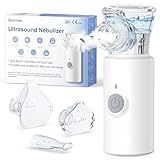 Inhalationsgerät, Sixriver Leiser Tragbarer Inhalationsgerät für Erwachsene und Kinder, Partikelgröße 1-5µm, Einstellbarer Sprühnebel, USB Aufladbarer Inhalator mit 2 Masken und 1 Mundstück, Weiß