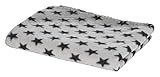 Kerbl Hundedecke Stella mit Sternenmuster, Kuscheldecke für Körbchen / Sofa / Bett, Fleecedecke, 140 x 100 cm, Grau