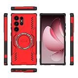 XNCVBD Telefonmode Compatible with Samsung Galaxy S23 Ultra 5G Full Body Rugged Shockproof Hard Thin Solid Support Wireless Charging Case(Red)