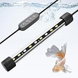 FEDOUR 18CM Unterwasser Aquarium Beleuchtung, 24/7 Mode Aquarium Lampe mit Weiß&Blau&Weiß-Blau 3 Lichtmodi, 10 Helligkeitsstufen, Timer, IP68 Wasserdichte Aquarium Licht